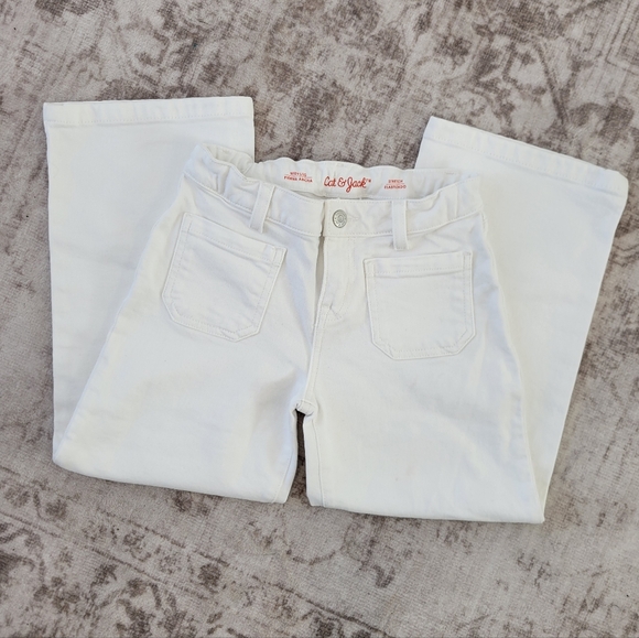 Cat & Jack Other - Cat & Jack Girls Wide Leg White Jeans Adjustable Waist Size 8